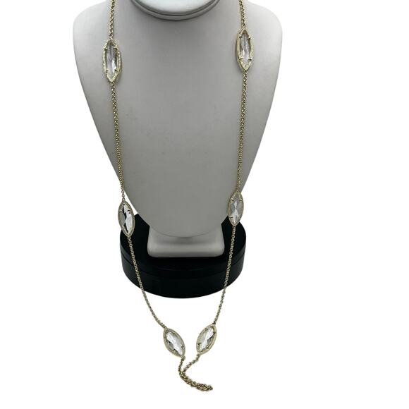 Kendra Scott Tory Necklace
Faceted Marquise Clear Crystal
Long Station Chain - Picture 2 of 12